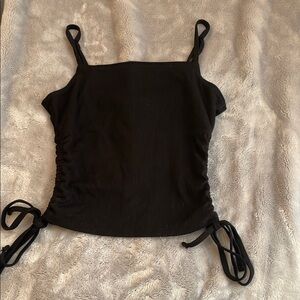 Arizona Jean Company Black Ruched Tie Tank Top